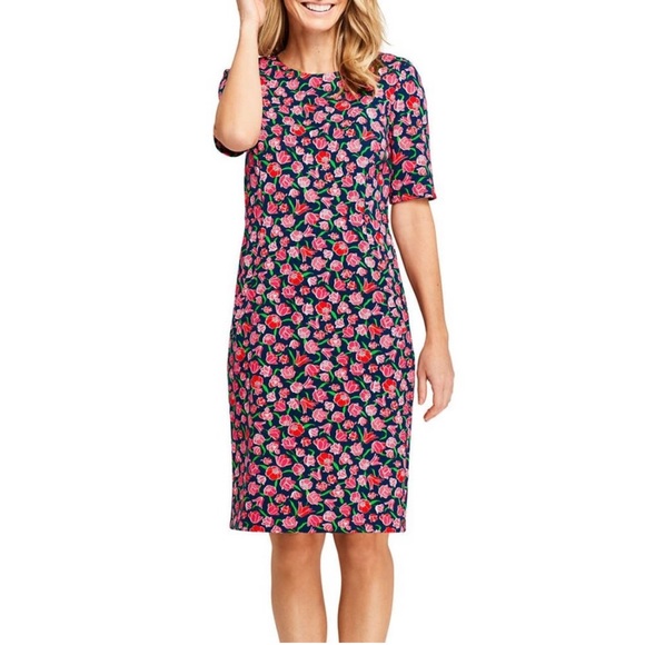 Lands' End Dresses & Skirts - Land’s End Ponté Tulips Sheath Dress